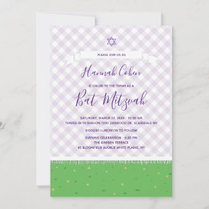 Invitation de Bat Mitzvah de jardin à carreaux