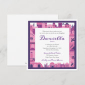 Invitation de Bat Mitzvah de la frontière de Jérus (Devant / Derrière)