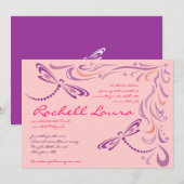 Invitation de Bat mitzvah de libellule juive (Devant / Derrière)