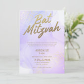 Invitation de Bat Mitzvah de lilas avec accent dor (Debout devant)