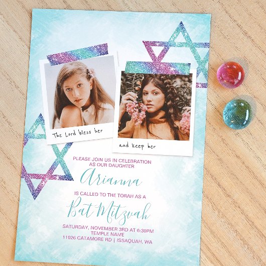 Invitation de Bat mitzvah de Parties scintillant r