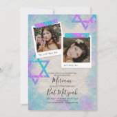Invitation de Bat mitzvah de scrapbook rose et tur (Devant)