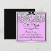 Invitation de Bat Mitzvah Diamonds Silver & Pink F (Devant / Derrière)