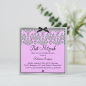 Invitation de Bat Mitzvah Diamonds Silver & Pink F (Debout devant)