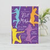 Invitation de Bat Mitzvah fête dansante Colorée (Debout devant)