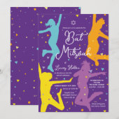 Invitation de Bat Mitzvah fête dansante Colorée (Devant / Derrière)