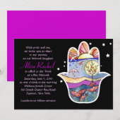 Invitation de Bat Mitzvah HAMSA BEAUTY (Devant / Derrière)
