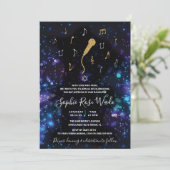 Invitation de Bat Mitzvah musicale Microphone (Debout devant)
