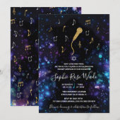 Invitation de Bat Mitzvah musicale Microphone (Devant / Derrière)