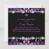 Invitation de Bat Mitzvah Purple Damask & Diamond (Dos)