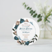 Invitation de Bat mitzvah Rose Beige Turquoise uni (Debout devant)