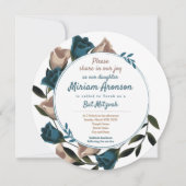 Invitation de Bat mitzvah Rose Beige Turquoise uni (Devant)