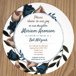 Invitation de Bat mitzvah Rose Beige Turquoise uni<br><div class="desc">Ces invitations circulaires turquoise et beige rose Bat mitzvah ont de belles enveloppes, des étiquettes de adresse-retours et des faveurs de fête. Ces élégantes invitations à la batmitzvah turquoise sont faciles à personnaliser, et d'autres tailles et formes sont disponibles. Une partie de la collection turquoise, bordeaux, vin rose Bat mitzvah...</div>
