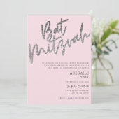 Invitation de Bat Mitzvah rose et argent (Debout devant)
