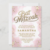 Invitation de Bat Mitzvah Rose et Or (Devant)