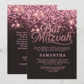 Invitation de Bat Mitzvah Rose Gold et Noir Chic (Devant / Derrière)
