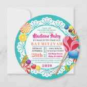 Invitation de Bat Mitzvah ROUND CANDY STORE (Devant)