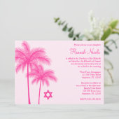 Invitation de Bat mitzvah tropicale Hot Pink Palm  (Debout devant)