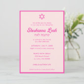 Invitation de Bat Mitzvah tropicale néon rose mode (Debout devant)