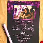 Invitation de Bat Mitzvah Violet Royal avec reflet