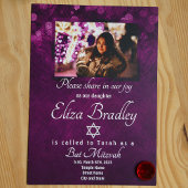 Invitation de Bat Mitzvah violet royal scintillant