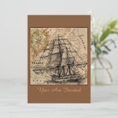 Invitation de bateau et carte vintage (Debout devant)