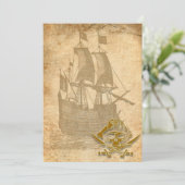 Invitation de bateau et de crâne de pirate (Debout devant)