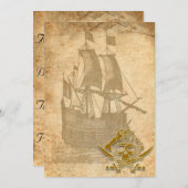 Invitation de bateau et de crâne de pirate (Devant / Derrière)