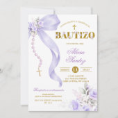 Invitation de Bautizo de Rosaire Coquette à Ruban (Devant)