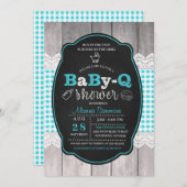 Invitation de BBQ de baby shower du bébé Q (Devant / Derrière)