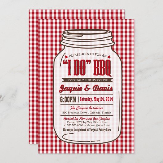 Invitation de BBQ de douche de couples dans le pot (Devant / Derrière)