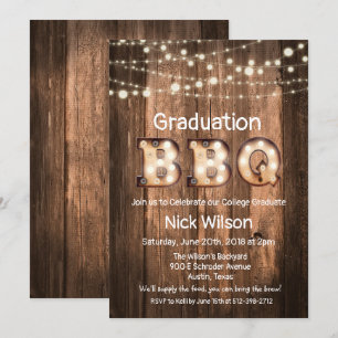 Invitation de BBQ de fin d'études rustique