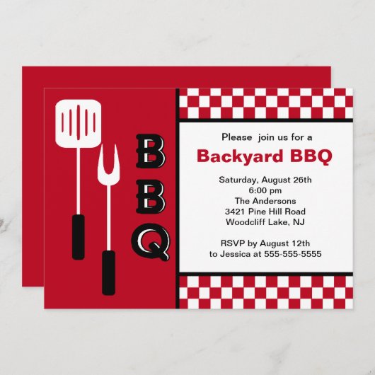 Invitation de BBQ de jardin d'heure d'été (Devant / Derrière)