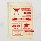 Invitation de BBQ de jardin d'obtention du diplôme (Devant / Derrière)