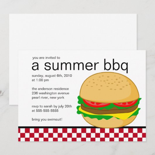 Invitation de BBQ de partie d'été (Devant / Derrière)