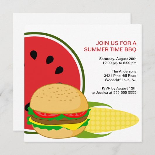 Invitation de BBQ d'heure d'été (Devant / Derrière)