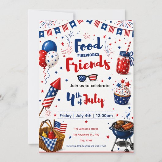 Invitation de BBQ du 4 juillet : Invitation de fêt (Devant)