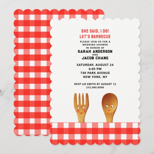 Invitation de BBQ pour la douche de mariage (Devant / Derrière)