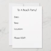 Invitation de Beach Party (Dos)