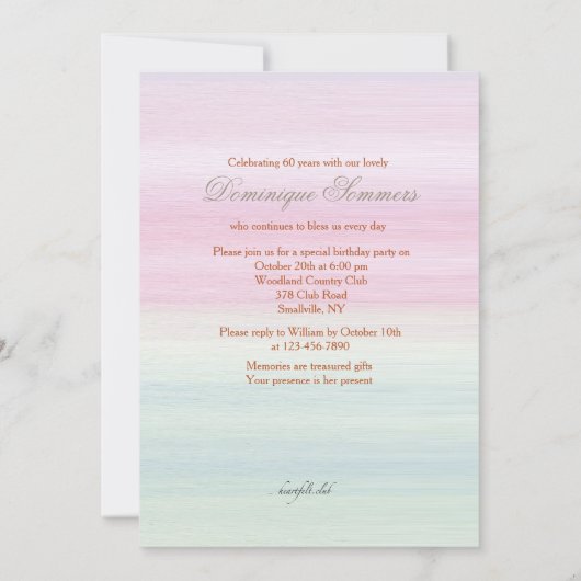 Invitation de beauté vintage (Dos)