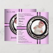 Invitation de bébé Christening Pink Circle (Devant / Derrière)