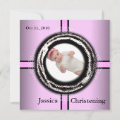 Invitation de bébé Christening Pink Circle (Dos)