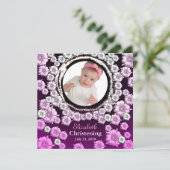 Invitation de bébé Christening Pink Flower (Debout devant)