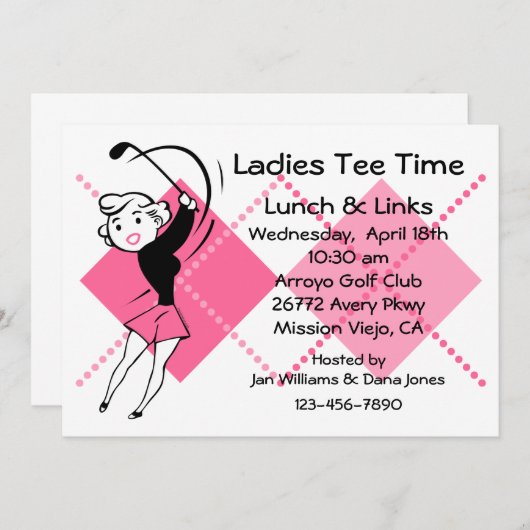 Invitation de Bébé de golf Retro (Devant / Derrière)