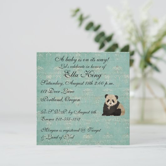 Invitation de bébé d'ours panda (Debout devant)