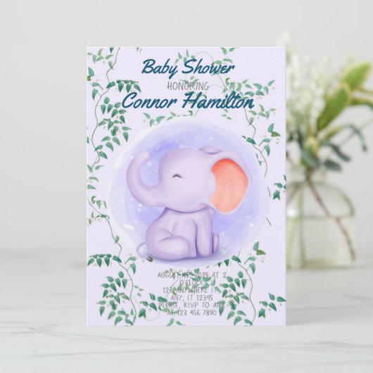 INVITATION DE BÉBÉ ÉLÉPHANT (Debout devant)