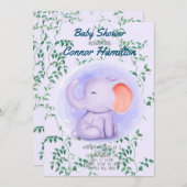 INVITATION DE BÉBÉ ÉLÉPHANT (Devant / Derrière)