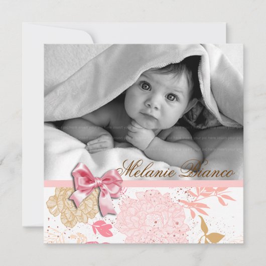 Invitation de bébé fille Fête d'anniversaire Pink  (Devant)