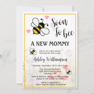 Invitation de bébé floral maman-à-abeille