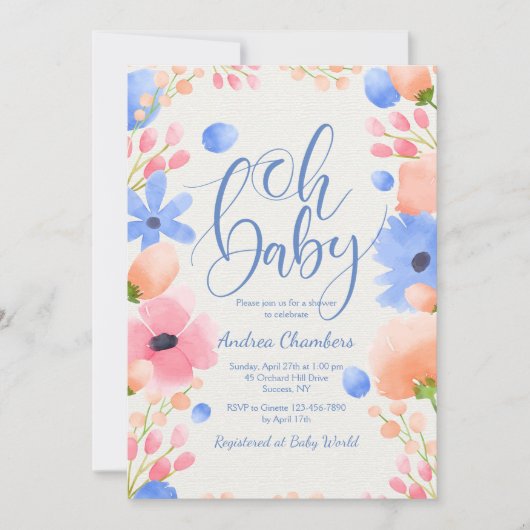 Invitation de bébé garçon (Devant)